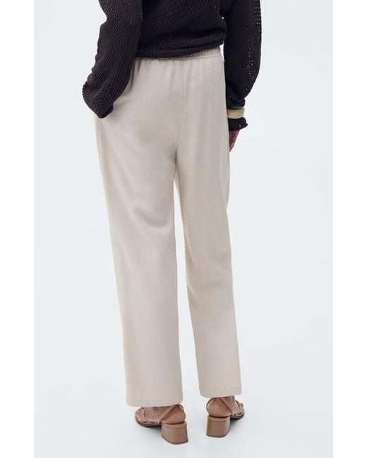 Mango Natural Elastic Waist Flowy Pants