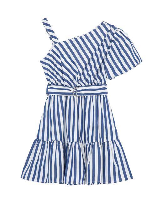 Habitual Blue Kids' Stripe One-shoulder Dress