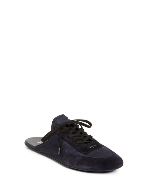 Prada Black Collapse Lace-Up Sneaker Mule