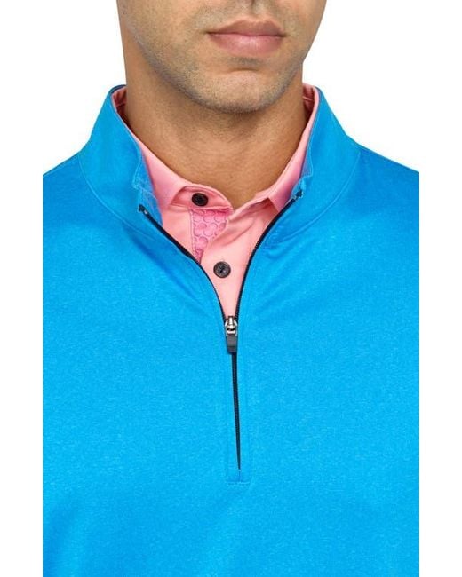 Con.struct Blue Regular Fit Melange Recycled Performance Quarter Zip for men
