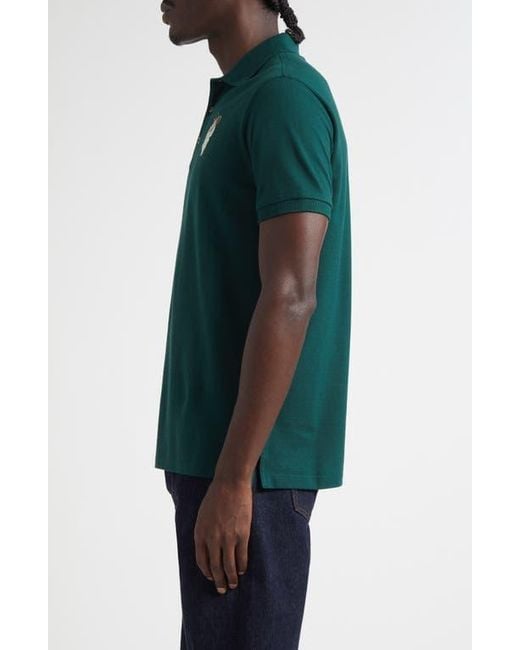 Ralph Lauren Green Embroidered Polo Bear Cotton & Cashmere Piqué Polo for men