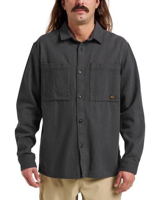 Quiksilver Gray Herson Cotton Twill Buton-Up Overshirt for men