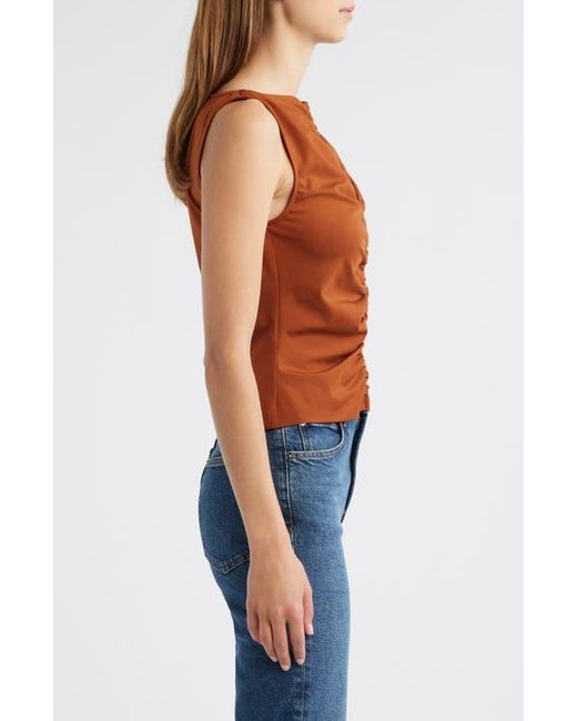 FRAME Brown Ruched Sleeveless Top