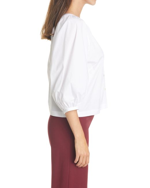 Staud White New Dill Stretch Cotton Button-up Blouse