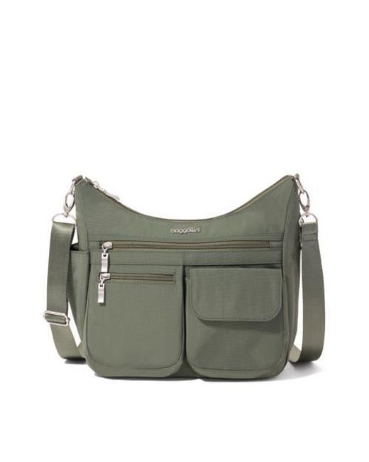 Baggallini Green Modern Everywhere Hobo Crossbody Bag With Wristlet
