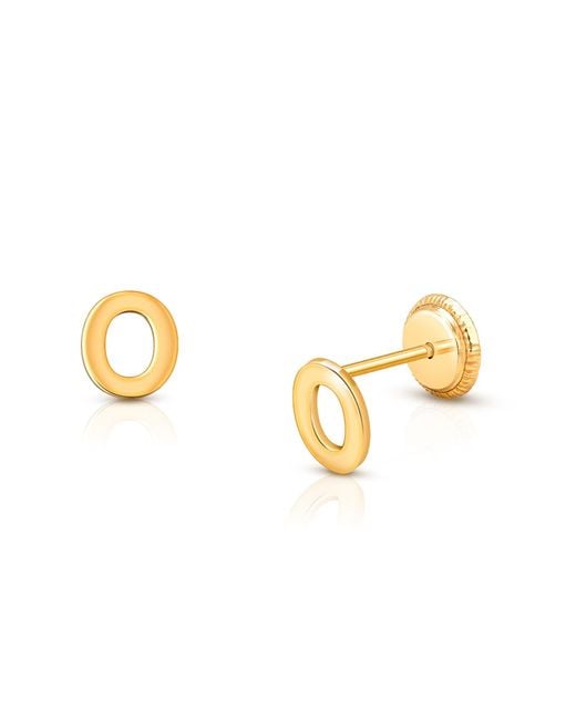 Tiny Blessings Metallic 14K Initial Studs Screw Back Earrings