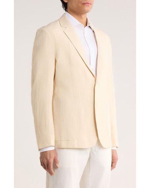 Percival Natural Tailored Fit Solid Linen Blazer for men