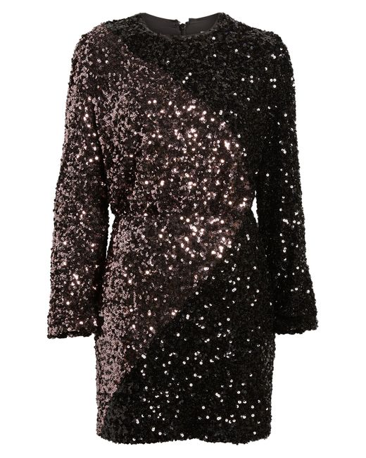 Chelsea28 Black Colorblock Long Sleeve Sequin Cocktail Dress