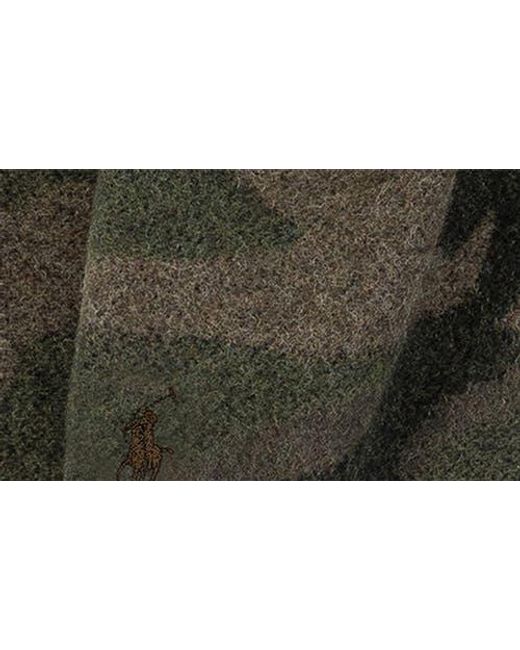 Polo Ralph Lauren Black Camouflage Jacquard Recycled Wool Blend Scarf for men
