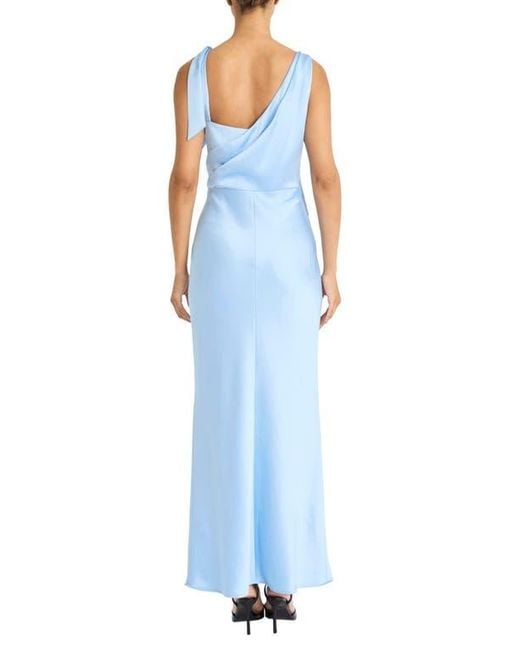 Maggy London Tie Detail Satin Gown in Blue | Lyst