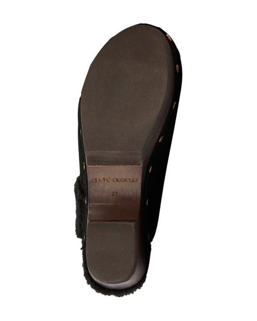 Andre Assous Black Olivia Faux Shearling Clog