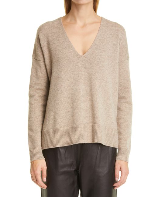 Co. Natural V-neck Wool & Cashmere Sweater