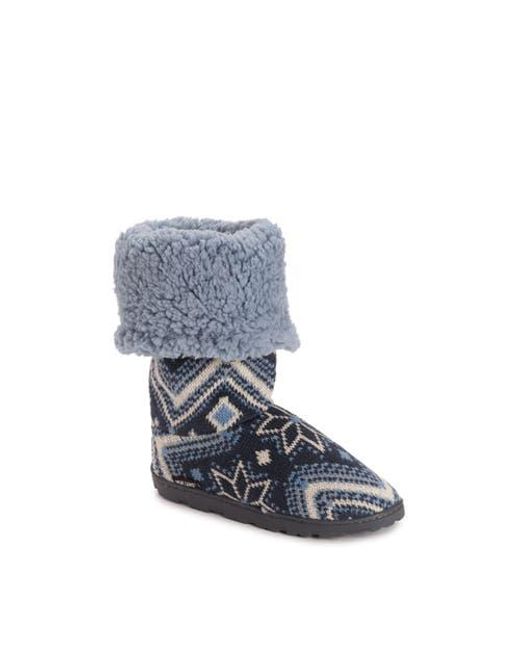 Muk Luks Tabbi Toggle Slipper Boot in Blue | Lyst