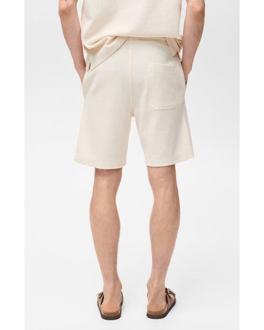 Mango Natural Textured Drawstring Shorts for men