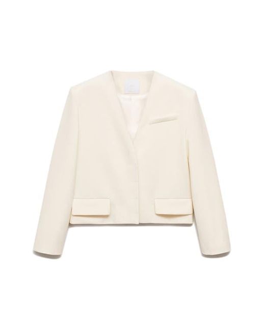 Mango Natural Jeanne Structured Crop Blazer