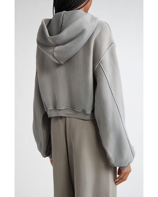 Alexander Wang Gray Oversize Crop Full Zip Hoodie