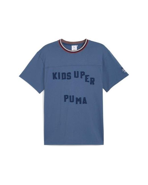 PUMA Blue X Kidsuper Mcfc Appliqué Cotton Graphic T-Shirt for men