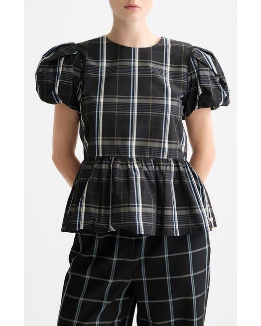 Scotch & Soda Black Check Taffeta Top
