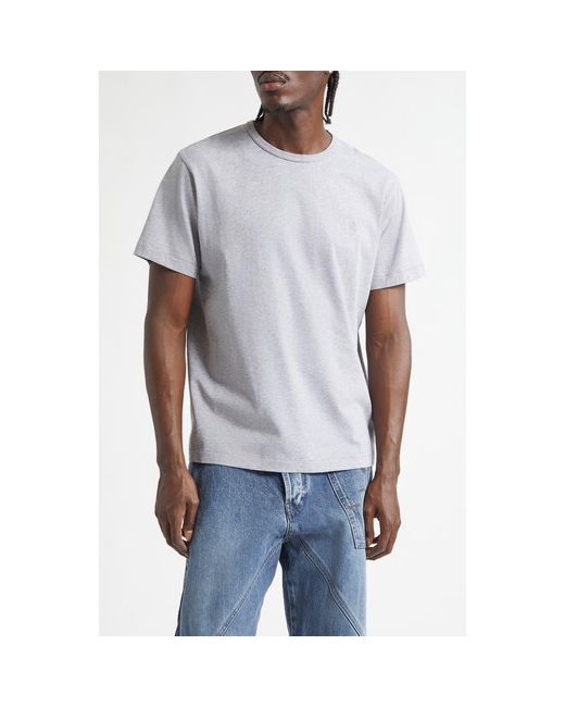 J.W. Anderson Gray Embroidered Anchor Logo Cotton T-Shirt for men