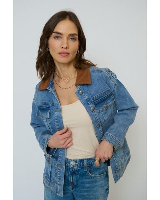 Central Park West Blue Dash Oversized Jacket