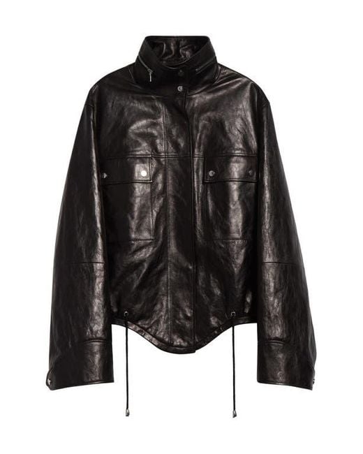 Michael Kors Black Lambskin Leather Bomber Jacket