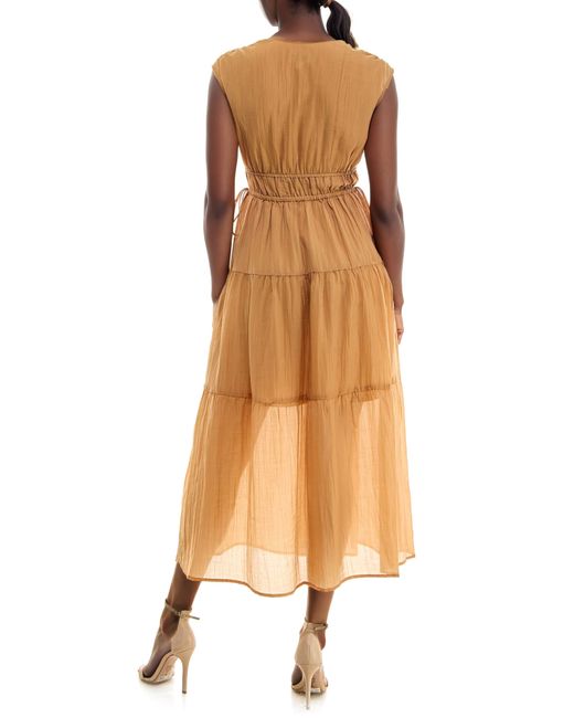 Socialite Brown Crinkle Woven Midi Dress