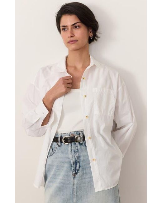 Marine Layer White Cali Oversize Pima Cotton Poplin Button-Up Shirt