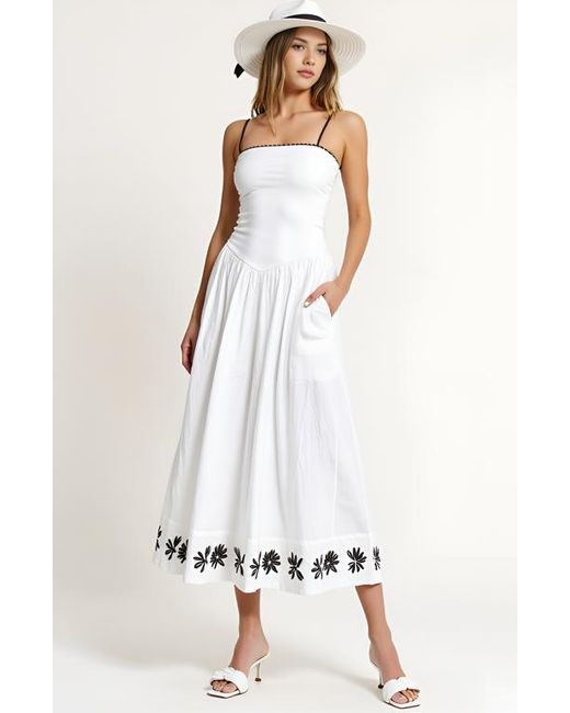 Modenaire Strapless Embroidered Hem A-Line Dress With Corset Waist in White  | Lyst