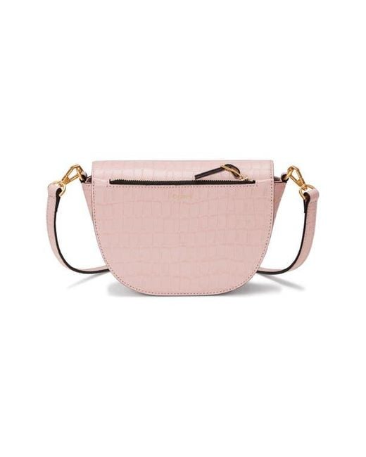 orYANY Pink Lottie Croc Embossed Crossbody Bag