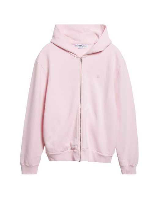 Acne Pink Fupiter Face Patch Fleece Zip Hoodie