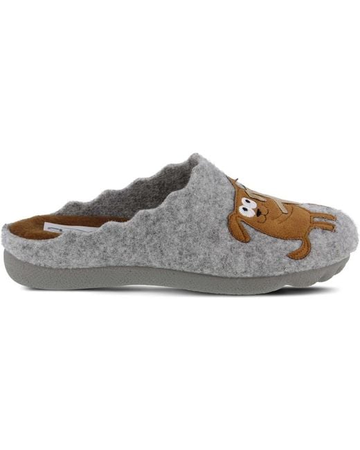 Flexus by Spring Step Gray Petlove Scuff Slippers