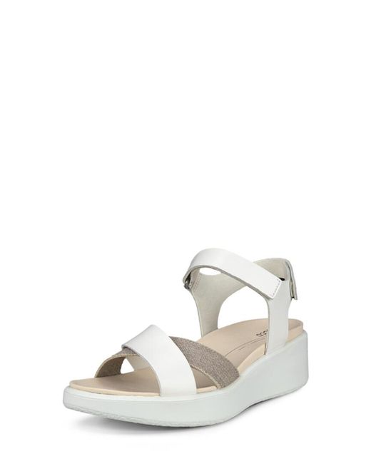 Ecco White Flowt Water Resistant Wedge Sandal
