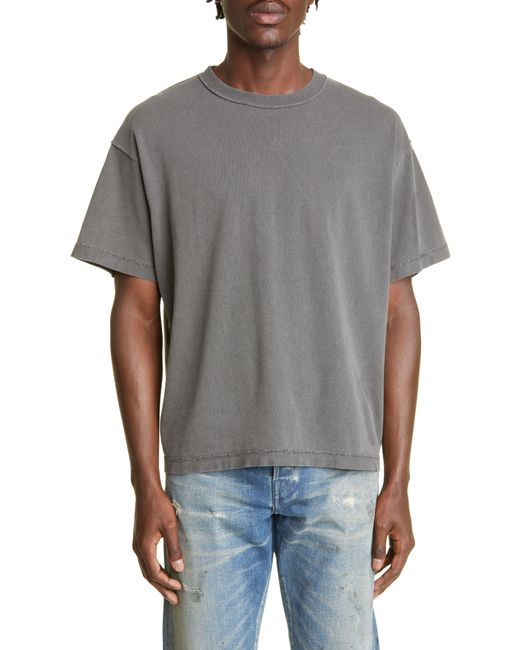 John Elliott Gray Oversize Reverse Crop T-shirt for men