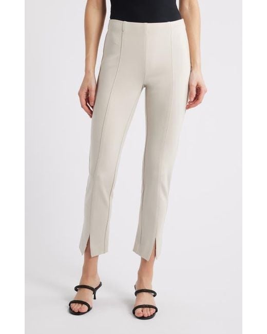 Apny White Split Hem Pull-On Crop Slim Pants