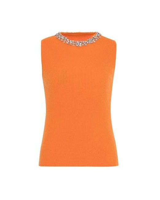 Theo the Label Orange Nomia Embelished Rib Tank