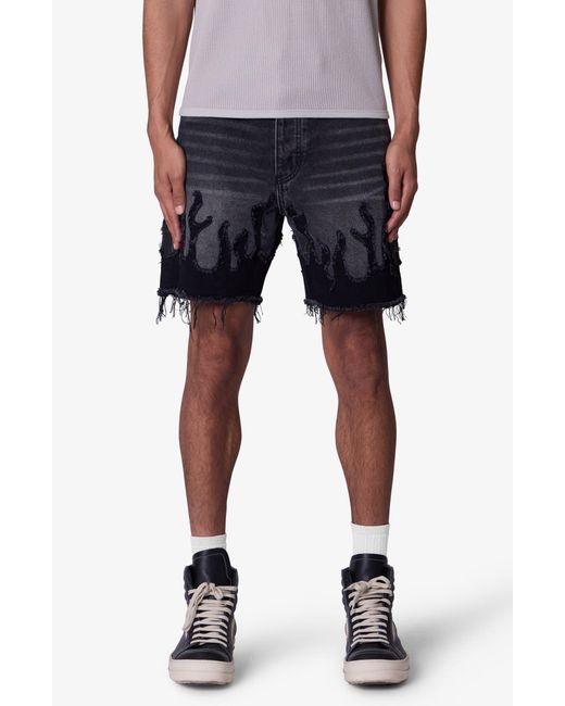 MNML Blue Flame Denim Shorts for men