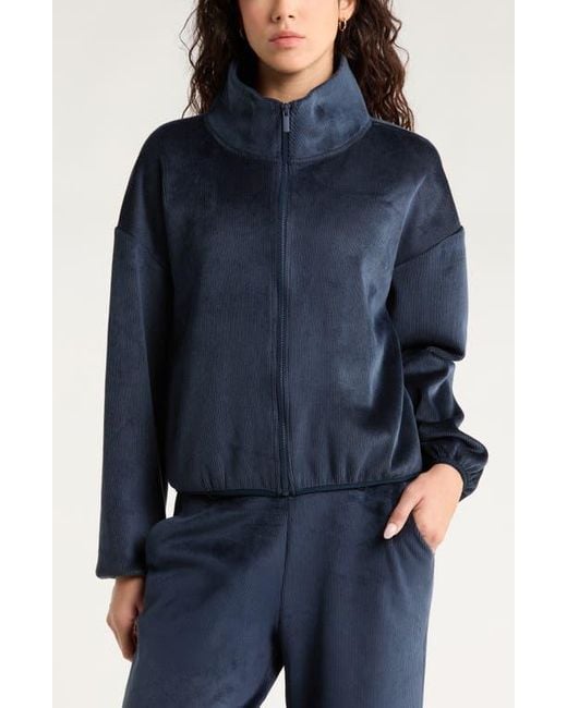 Zella Blue Plush Rib Jacket