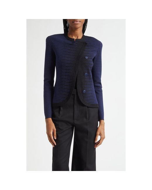 Emporio Armani Blue Pattern Knit Jacket