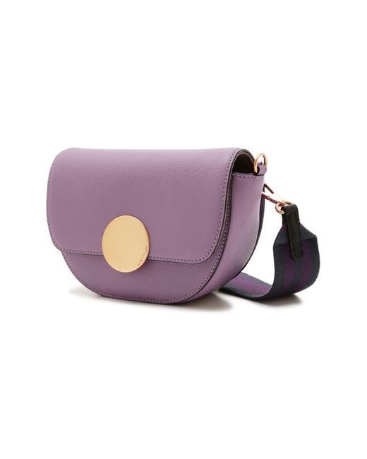 orYANY Purple Lottie Leather Saddle Crossbody Bag