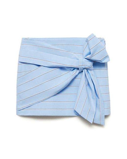 Mango Blue Anita Stripe Cotton Miniskirt