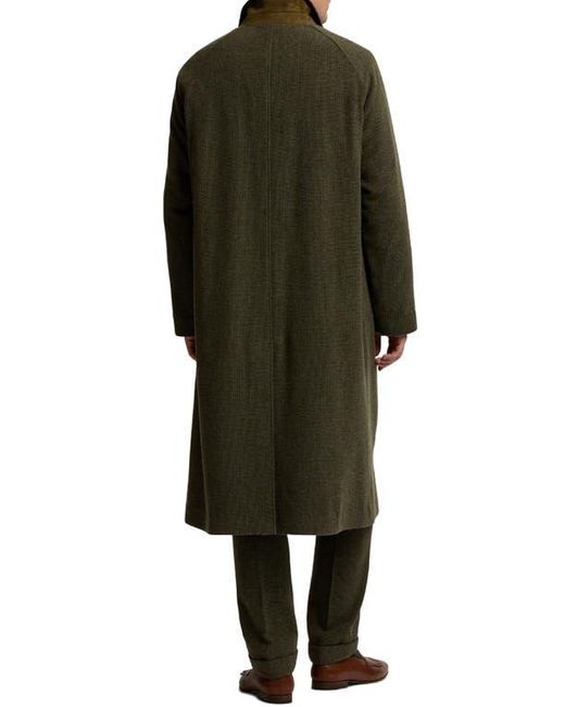 Ralph Lauren Black Wool & Silk Blend Tick Weave Topcoat for men