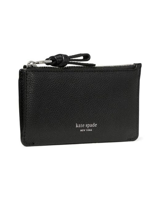 Kate Spade Black Loop Pebbled Leather Card Case