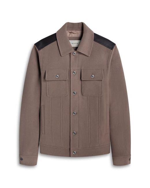 Bugatchi Brown Hybrid Melton & Wool Trucker Jacket for men