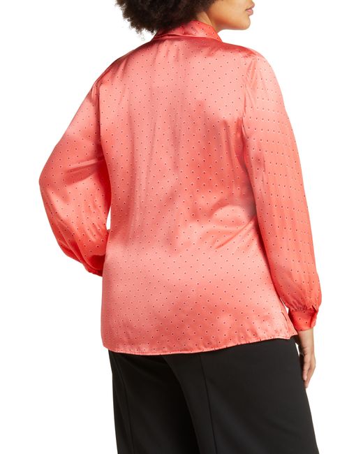 Marina Rinaldi Pink Dot Satin Button-up Shirt