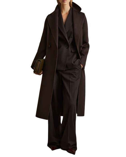 Reiss Black Lucia Belted Wool Blend Coat