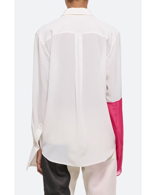 Helmut Lang White Relaxed Silk Button-up Shirt
