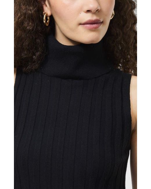 French Connection Black Rib Turtleneck Sleeveless Sweater