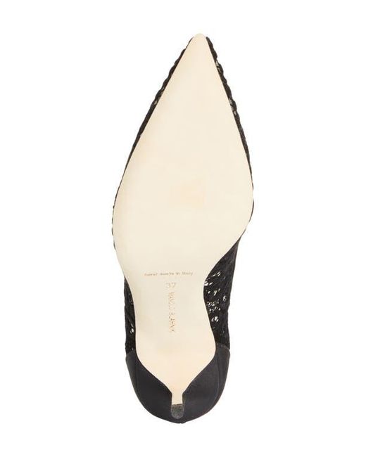 Manolo Blahnik Black Bb Lace Pointed Toe Pump