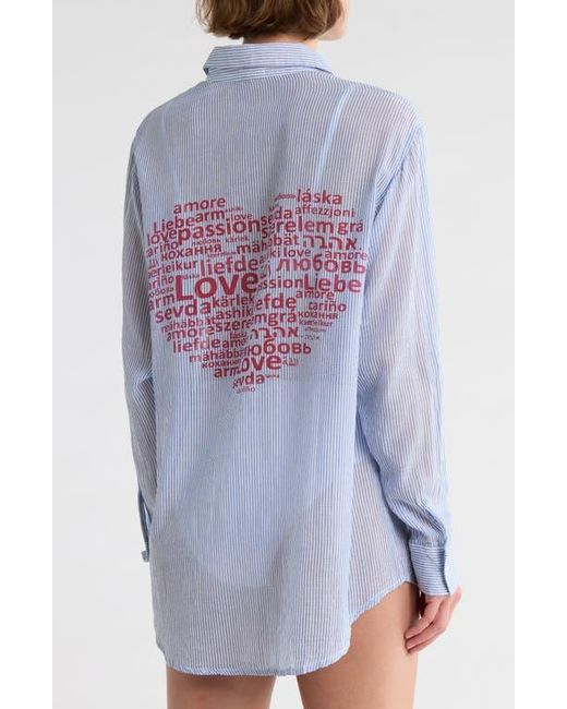 Elan Blue Stripe Cover-Up Shirt