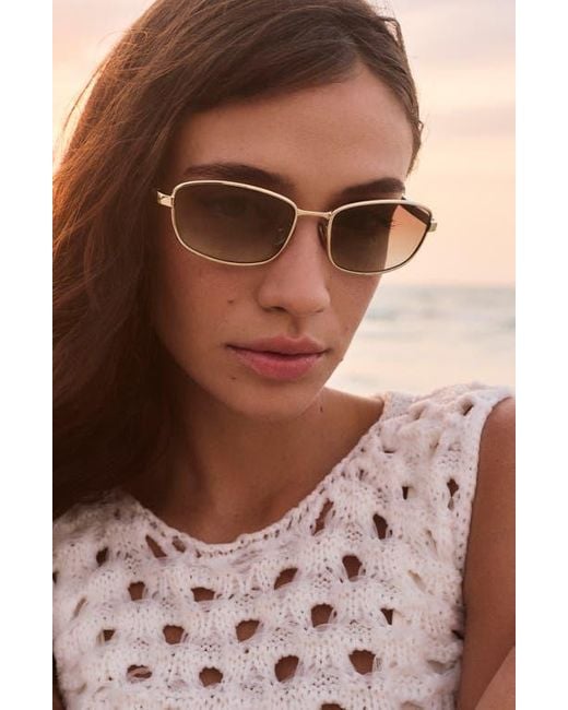 Quay Brown Text Me 58Mm Gradient Square Sunglasses